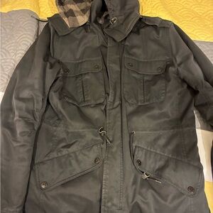 Zara Men's Black Hooded Jacket, XL Slim Fit jacket